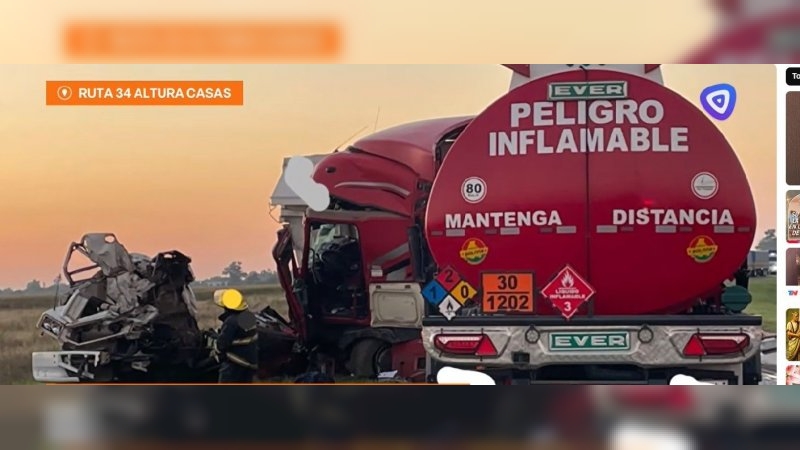 Tragedia en la Ruta Nacional 34: chocaron dos camiones de frente y murió un chofer de Las Varillas