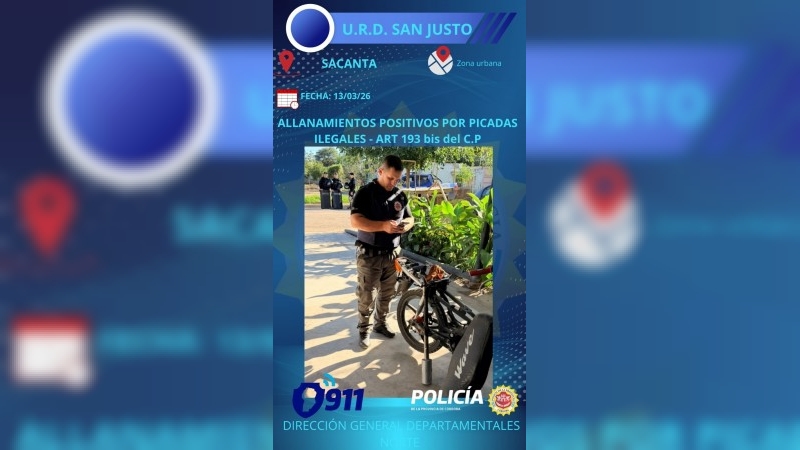 Sacanta: allanamientos positivos por picadas ilegales 