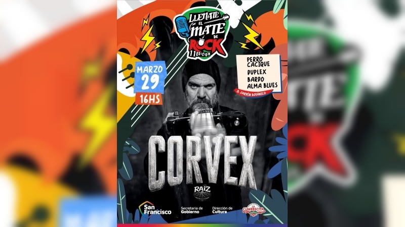 Vuelve el “Llenate el Mate de Rock” y contará con la presentación de Corvex