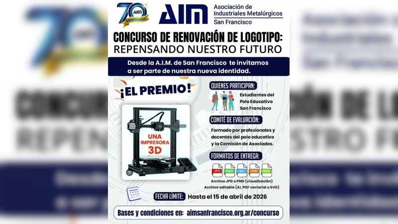 Asociación de Industriales Metalúrgicos de San Francisco y la Región lanza concurso para renovar su logotipo en su 70° aniversario