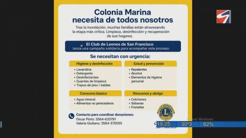 Lanzan campaña solidaria para asistir a familias afectadas por la inundación en Colonia Marina