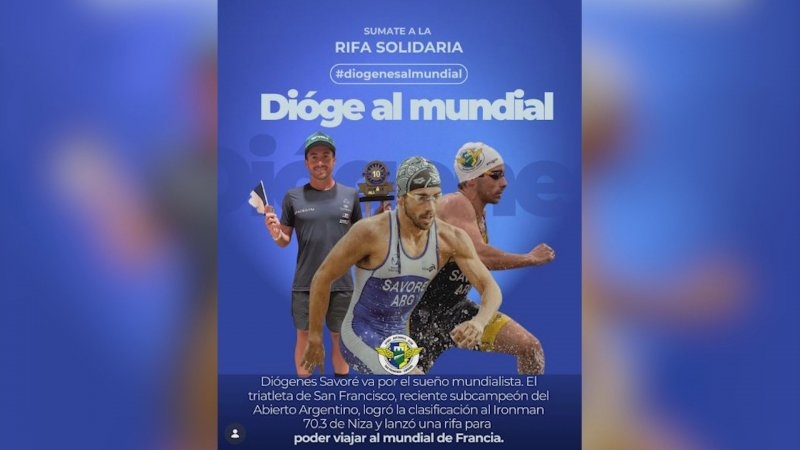 Diógenes Savoré impulsa una rifa para poder viajar al Mundial de Ironman en Francia