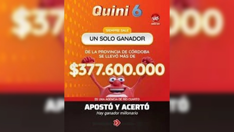 Quini 6: cuántos millones se llevó el cordobés que ganó el sorteo de este domingo 19 de abril
